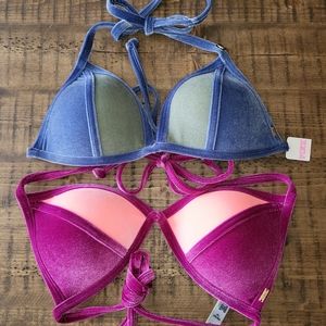 Victoria's Secret Color Block Velour Bikini Tops